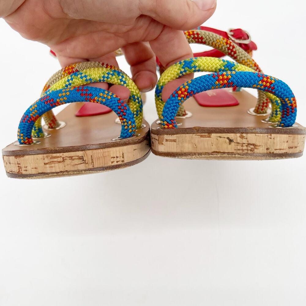 Chanel S/S 2017 Multicolor Rope Cork CC Gold Heel Ankle Strap Sandals EU 37 - Picture 6 of 12